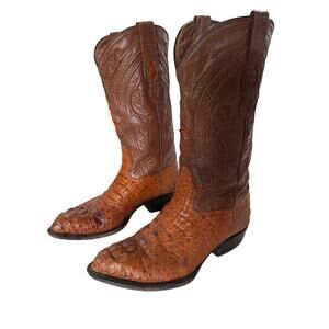 Montana Exotic Caiman Fuscus Skin Leather Men’s Western Boots Size 6 E